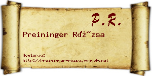 Preininger Rózsa névjegykártya